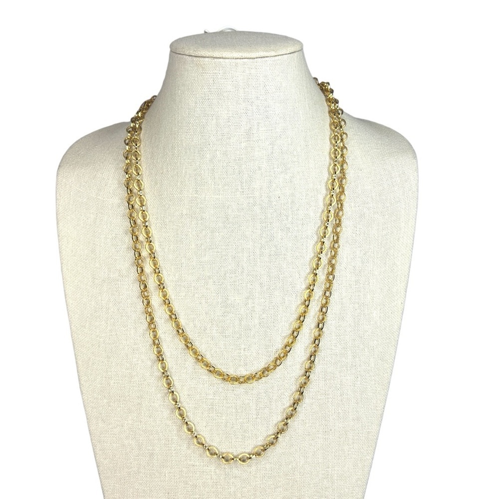 Vintage Textured Gold Link Chain Necklace